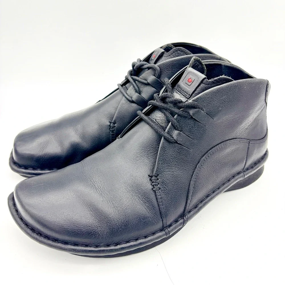 Tsubo Mens Black Leather Chukka Boots Size 10 Ankle Lace Up‎ Rubber Sole X19-3